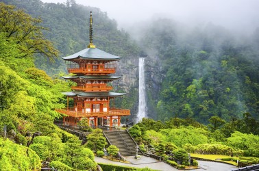 Nachi, Japan at the pagoda of Seigantoji and Nachi no Taki waterfall.